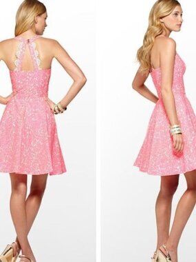 NEW Lilly Pulitzer Sz 4 Pink Floral Lace And Pearl Zo Dress $198